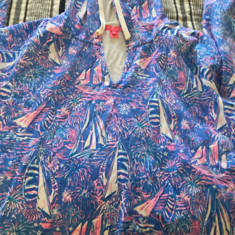 Lilly Pulitzer Kiawah Long Sleeve Hoodie - Boca Blue It’s a Sailabration XL